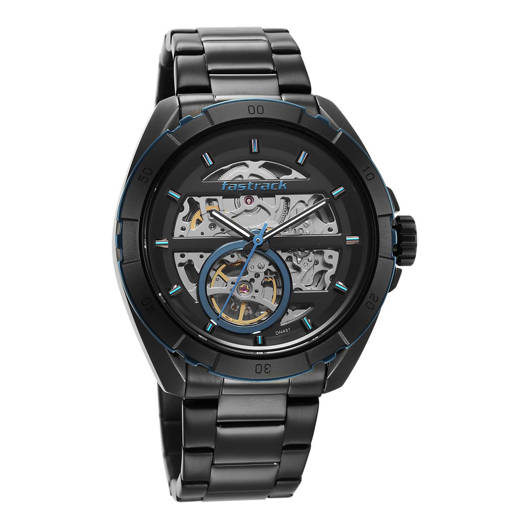 Fastrack Black Dial Stainless Steel Strap Automatic Watch for Men