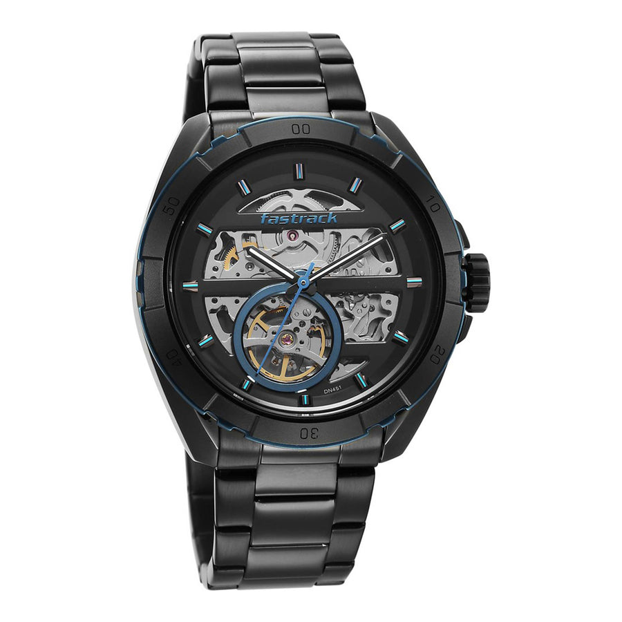 Fastrack Black Dial Stainless Steel Strap Automatic Watch for Men