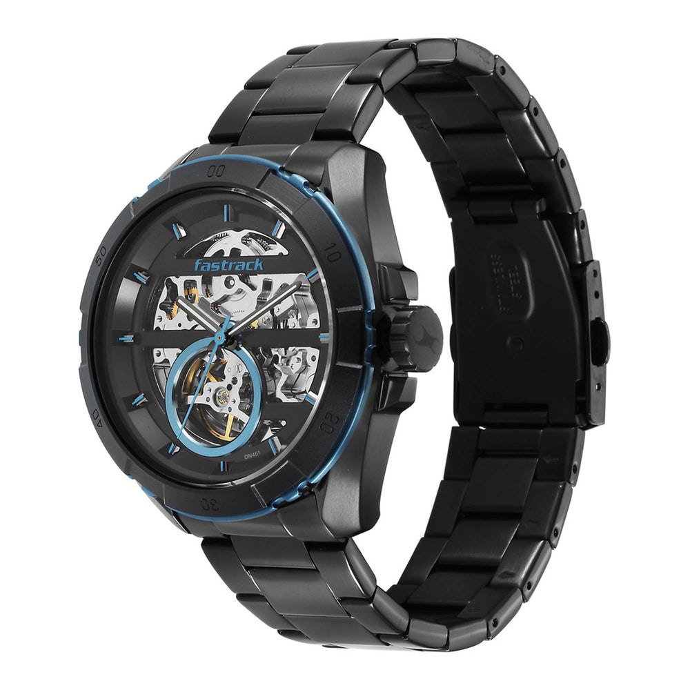 Fastrack Black Dial Stainless Steel Strap Automatic Watch for Men