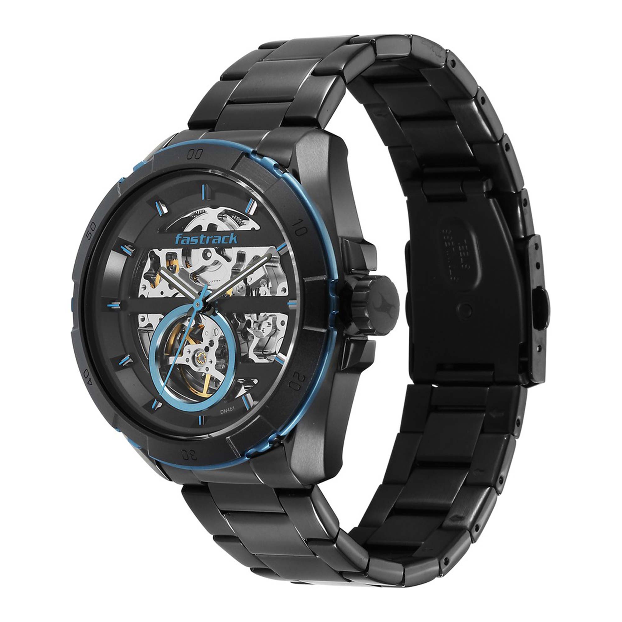 Fastrack Black Dial Stainless Steel Strap Automatic Watch for Men