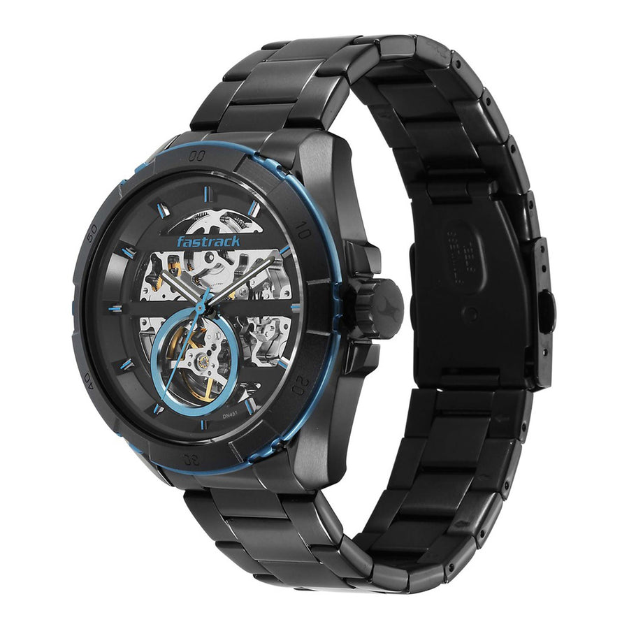Fastrack Black Dial Stainless Steel Strap Automatic Watch for Men