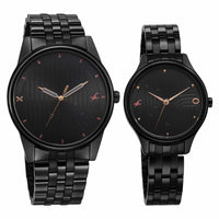Fastrack Black Dial Metal Strap Analog Watch for Couple