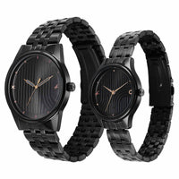 Fastrack Black Dial Metal Strap Analog Watch for Couple