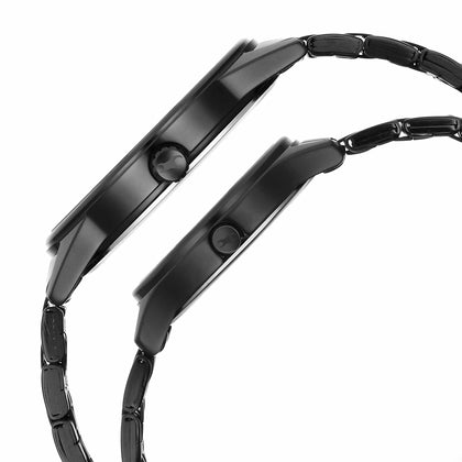 Fastrack Mixmatched Quartz Analog Black Dial With Black Metal Strap Watch For Couple