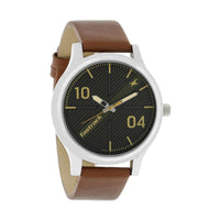 Fastrack Black Dial Brown Leather Strap Analog Watch for Men