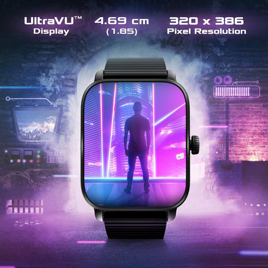 Fastrack Phantom with 1.85 Inch Super HD Display Smart Watch for Unisex With Black Stainless Steel Strap