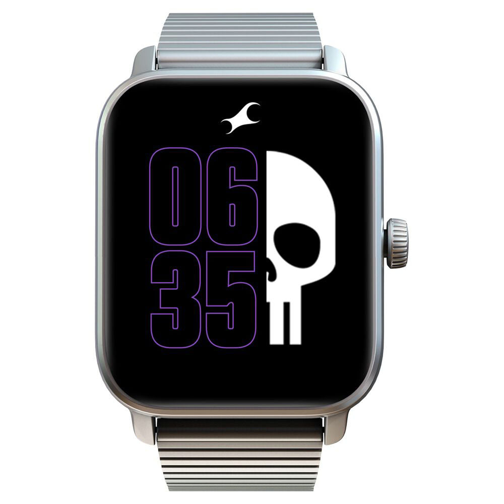 Fastrack Phantom with 1.85 Inch Super HD Display Smart Watch for Unisex With Silver Stainless Steel Strap