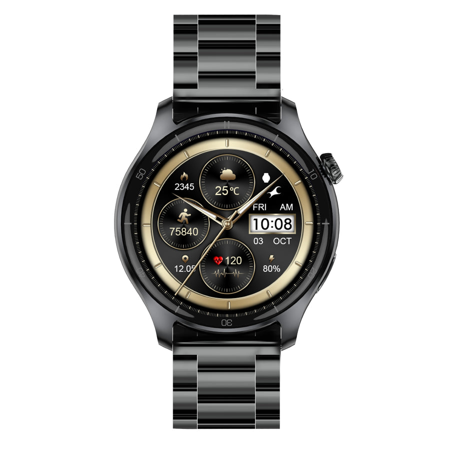Fastrack Elite Smartwatch with a 1.43″ HD round display, always-on display (AOD), Bluetooth calling, weather updates, Daily Activity Tracking for Unisex