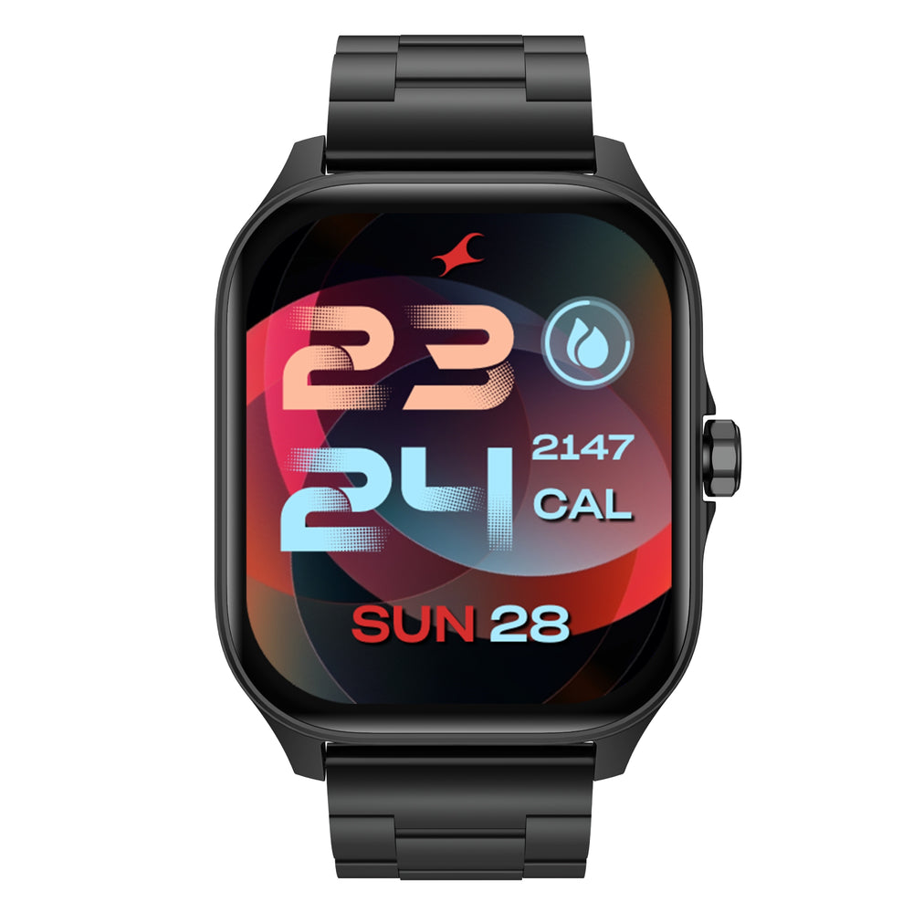 Fastrack Black 1.97-inch Amoled screen, Bluetooth Calling, Live App synchronization Stainless Steel Smart Watch for Unisex