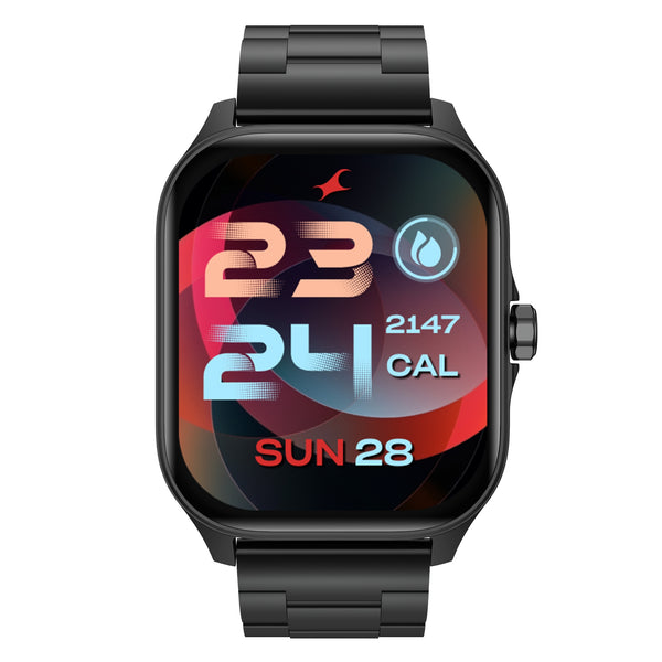 Fastrack Black 1.97-inch Amoled screen, Bluetooth Calling, Live App synchronization Stainless Steel Smart Watch for Unisex