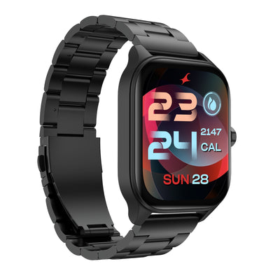 Fastrack Black 1.97-inch Amoled screen, Bluetooth Calling, Live App synchronization Stainless Steel Smart Watch for Unisex