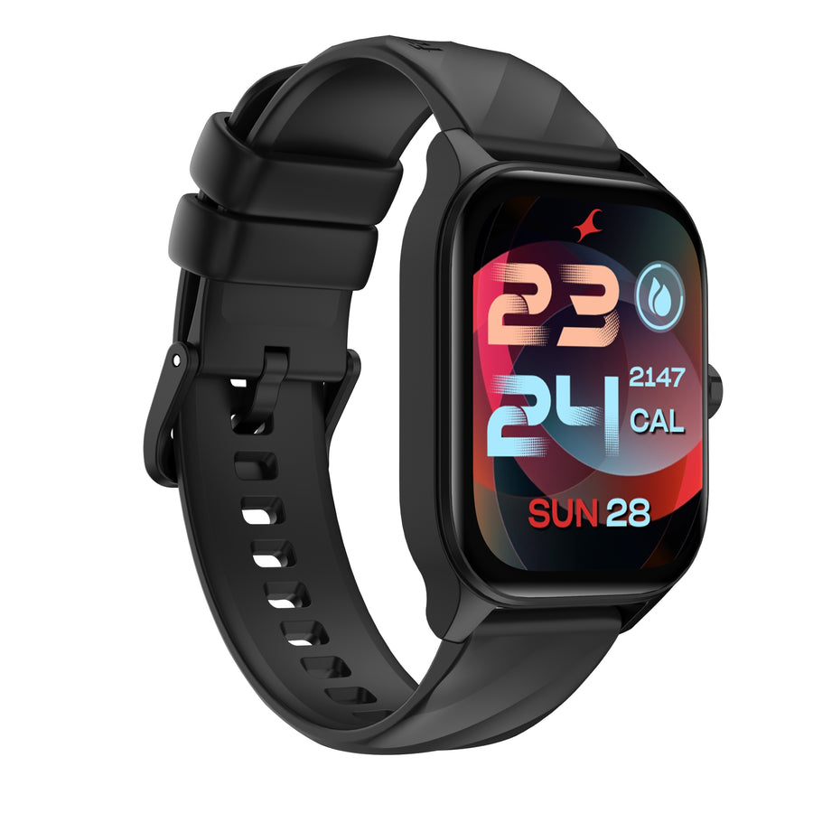 Fastrack Black 1.97-inch Amoled screen, Bluetooth Calling, Live App synchronization Stainless Steel Smart Watch for Unisex