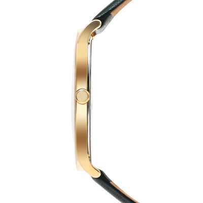 Titan Nebula 18K Gold Dial Green Leather Strap Analog with Date Watch for Men