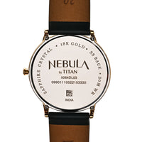 Titan Nebula 18K Gold Dial Green Leather Strap Analog with Date Watch for Men