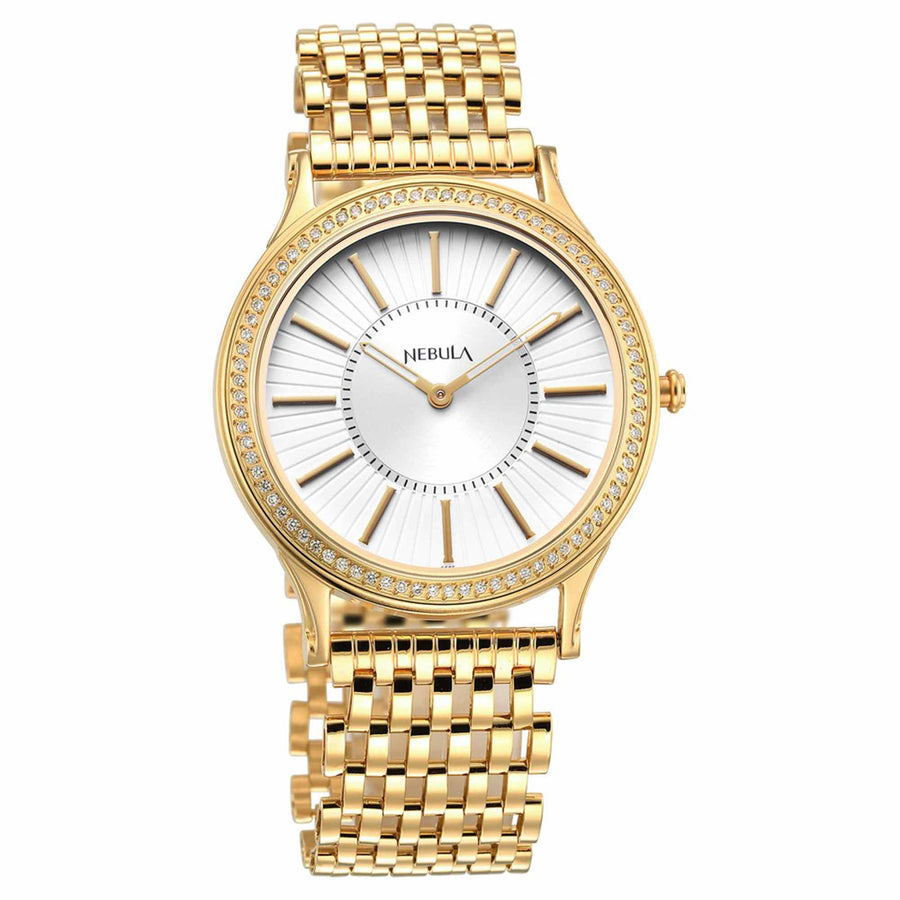 Titan Nebula Vintage 18k Gold Analog with Diamond Studded Bezel Watch for Men
