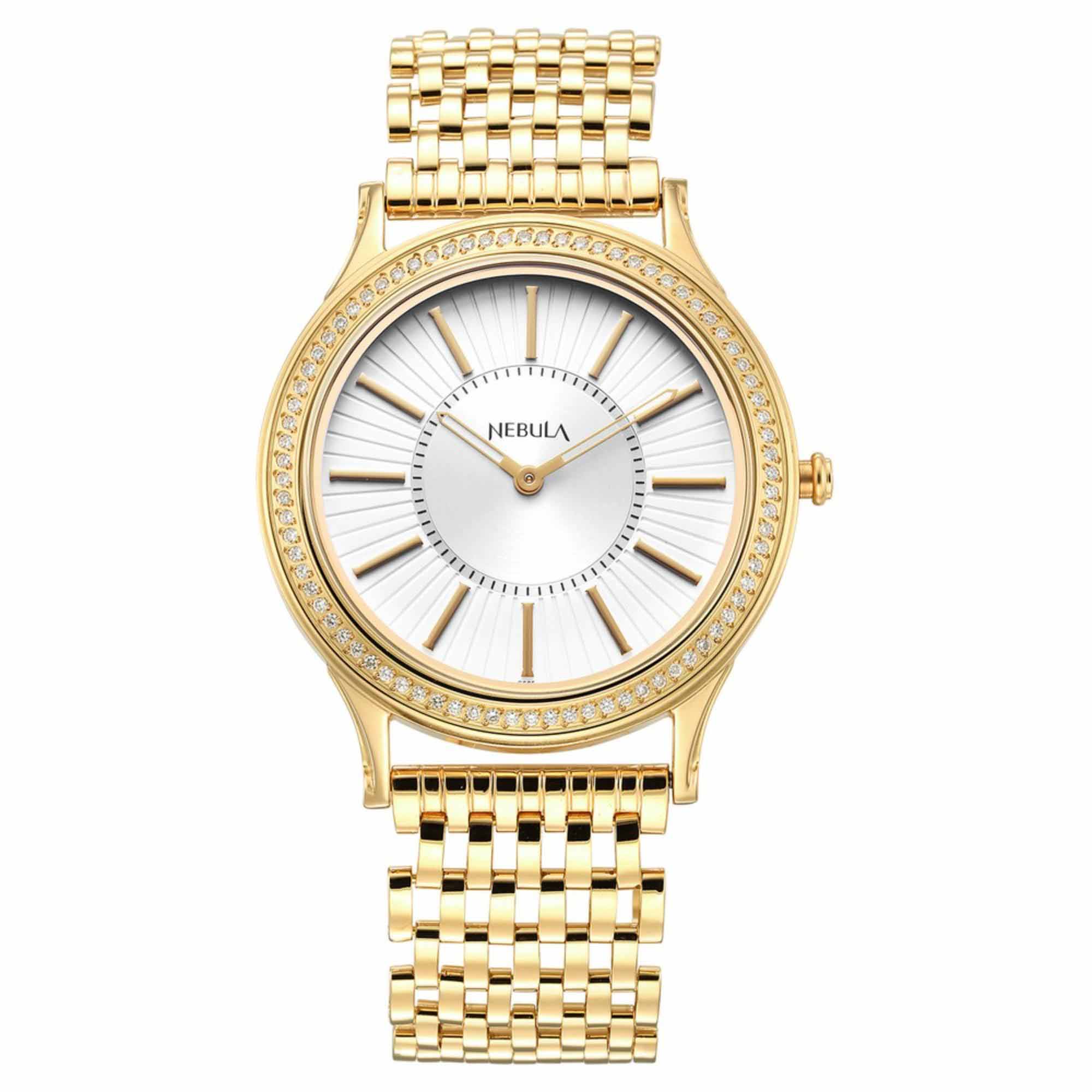 Titan Nebula 18K Gold Strap with Diamond Studded Bezel Analog Watch for Men