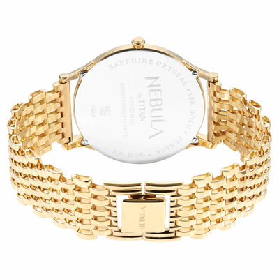 Titan Nebula Vintage 18k Gold Analog with Diamond Studded Bezel Watch for Men