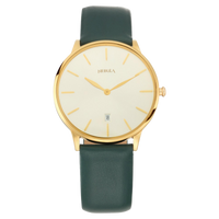 Titan Nebula Lustre 18k Gold Analog Leather Strap Watch for Men