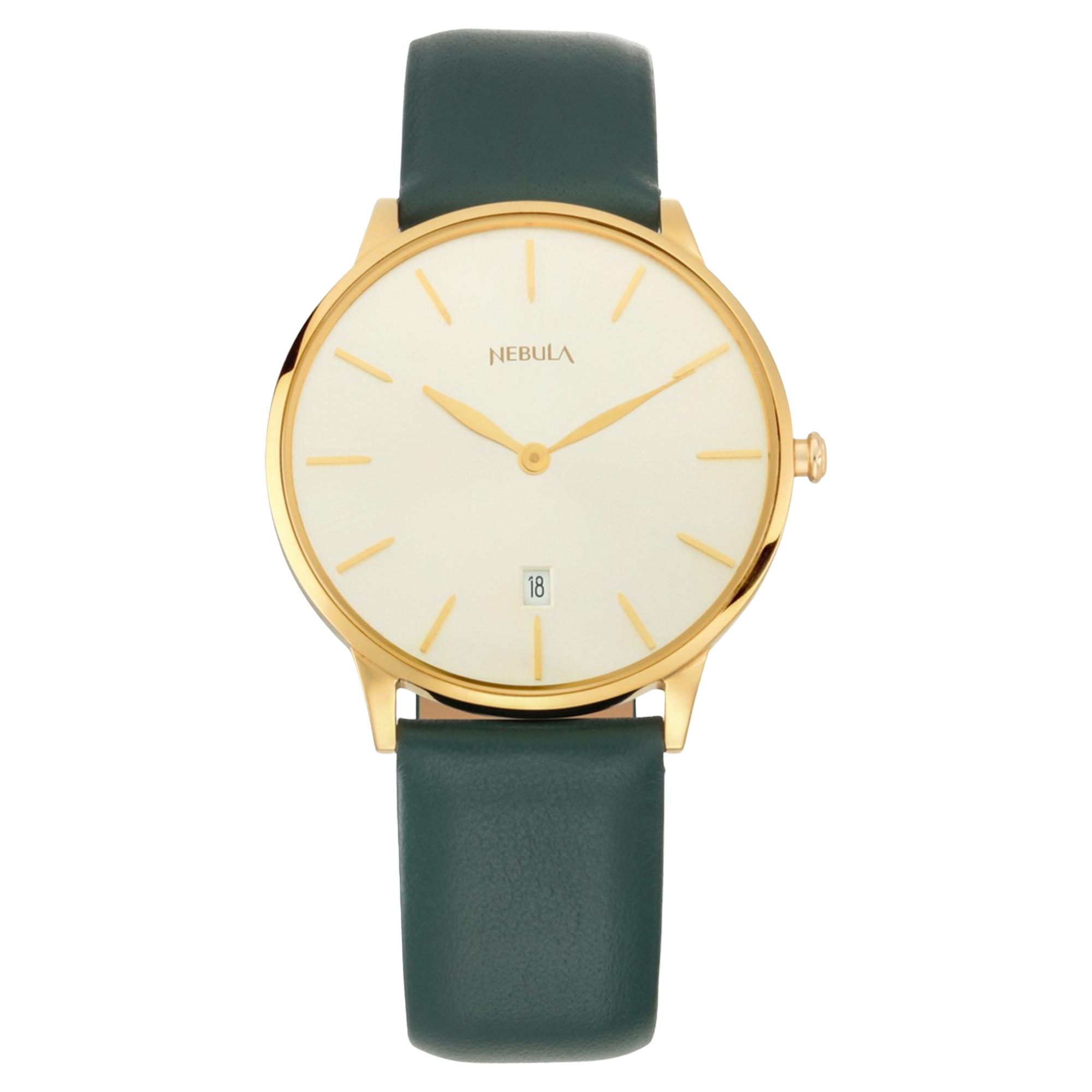 Titan Nebula Lustre 18k Gold Analog Leather Strap Watch for Men