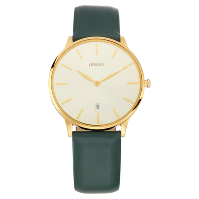 Titan Nebula Lustre 18k Gold Analog Leather Strap Watch for Men