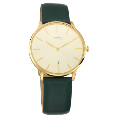 Titan Nebula Lustre 18k Gold Analog Leather Strap Watch for Men