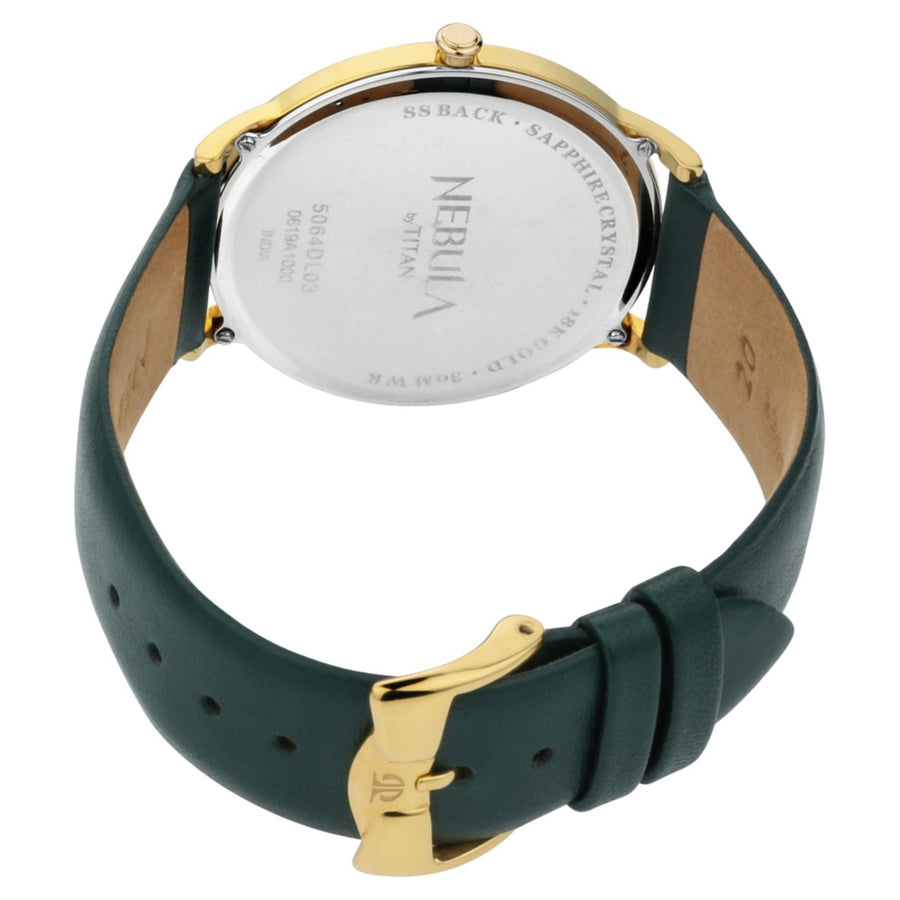 Titan Nebula Lustre 18k Gold Analog Leather Strap Watch for Men
