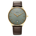 Titan Nebula 18K Gold Dial Brown Leather Strap Analog with Date Watch for Men