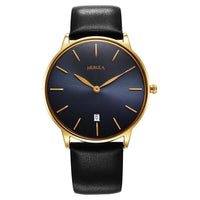 Titan Nebula 18K Gold Dial Black Leather Strap Analog with Date Watch for Men
