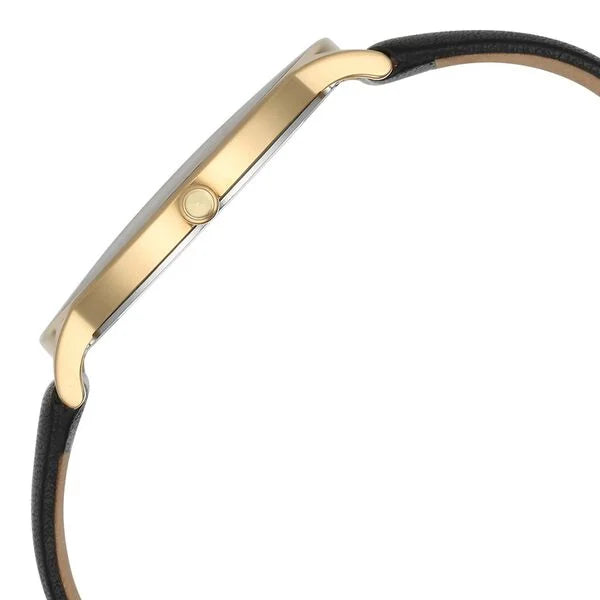 Titan Nebula 18K Gold Dial Black Leather Strap Analog with Date Watch for Men