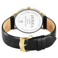 Titan Nebula 18K Gold Dial Black Leather Strap Analog with Date Watch for Men
