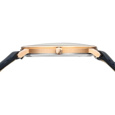 Titan Nebula 18K Gold Dial Blue Leather Strap Analog with Date Watch for Men
