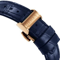 Titan Nebula 18K Gold Dial Blue Leather Strap Analog with Date Watch for Men