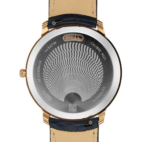 Titan Nebula 18K Gold Dial Blue Leather Strap Analog with Date Watch for Men