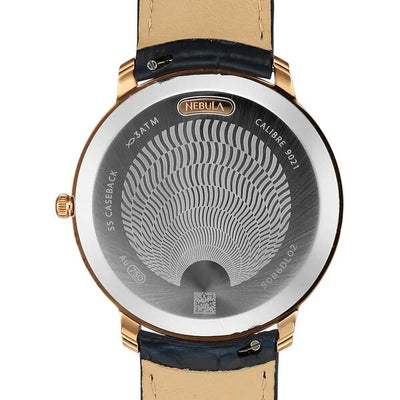 Titan Nebula 18K Gold Dial Blue Leather Strap Analog with Date Watch for Men