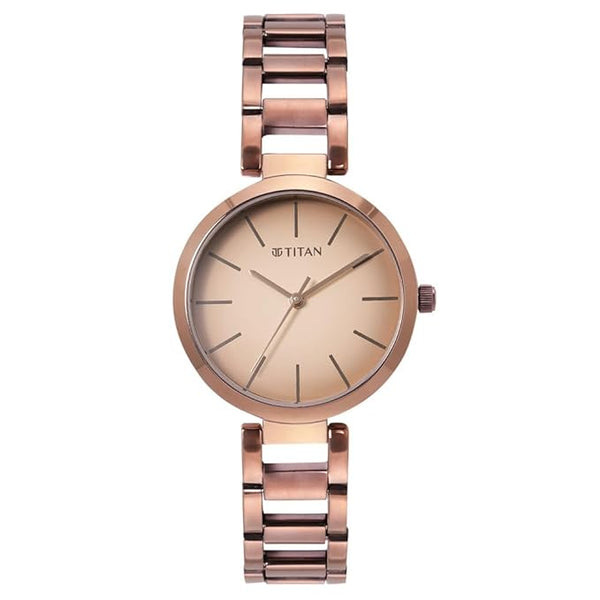 Titan Purple Brown Dial Stainless Steel Analog Watch for Women