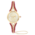 Titan Nebula 18K Gold Dial Diamonds and Rubies Studded Strap Watch for Women