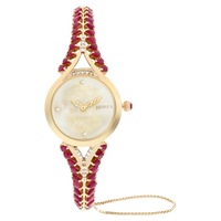 Titan Nebula 18K Gold Dial Diamonds and Rubies Studded Strap Watch for Women