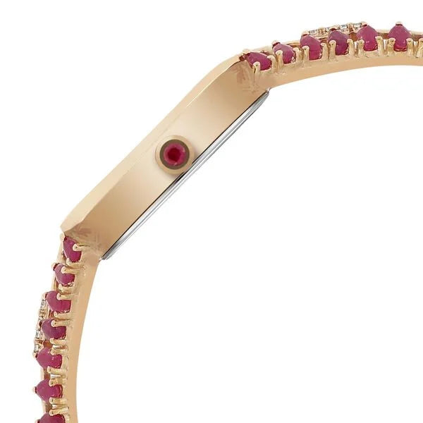 Titan Nebula 18K Gold Dial Diamonds and Rubies Studded Strap Watch for Women