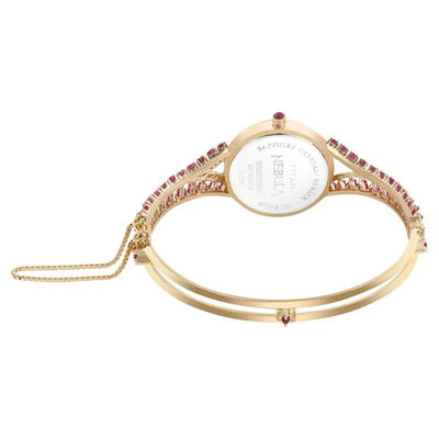 Titan Nebula 18K Gold Dial Diamonds and Rubies Studded Strap Watch for Women