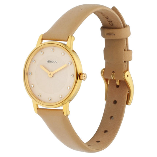 Titan Nebula Lustre Quartz Analog 18 Karat Solid Gold Watch for Women-5572DL01