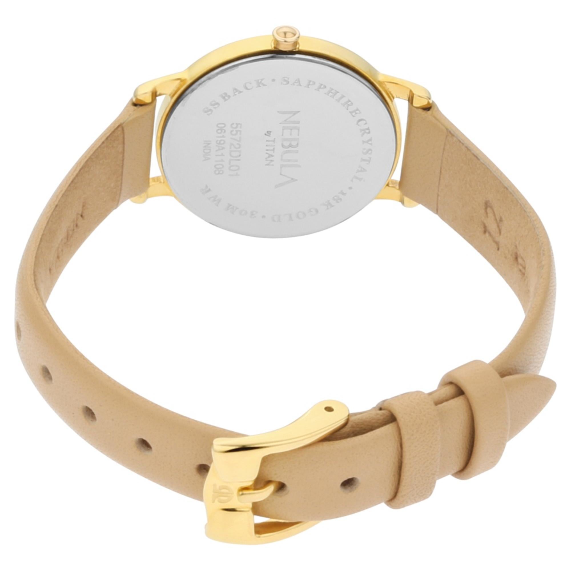 Titan Nebula Lustre Quartz Analog 18 Karat Solid Gold Watch for Women-5572DL01