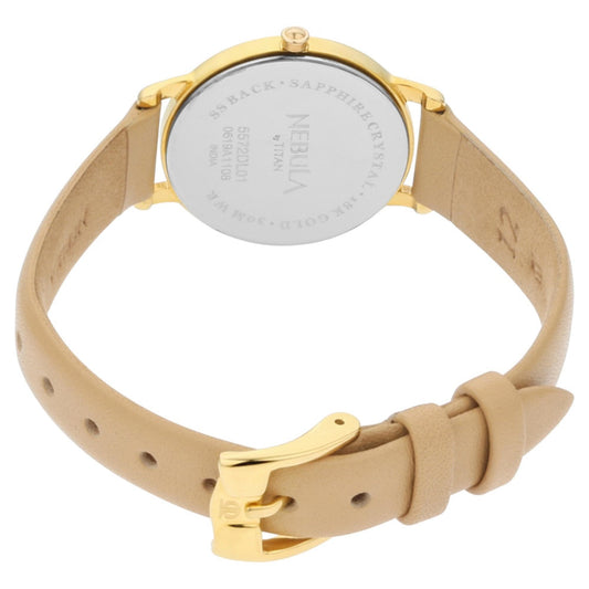 Titan Nebula Lustre Quartz Analog 18 Karat Solid Gold Watch for Women-5572DL01