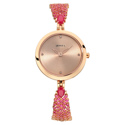 Titan Nebula Ashvi 18k Solid Pink Gold Analog with Diamond and Rubies Bracelet Watch for Women