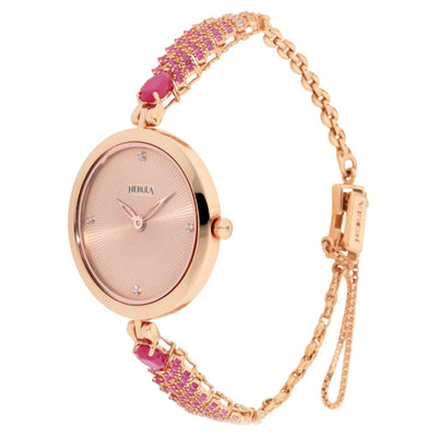 Titan Nebula Ashvi 18k Solid Pink Gold Analog with Diamond and Rubies Bracelet Watch for Women