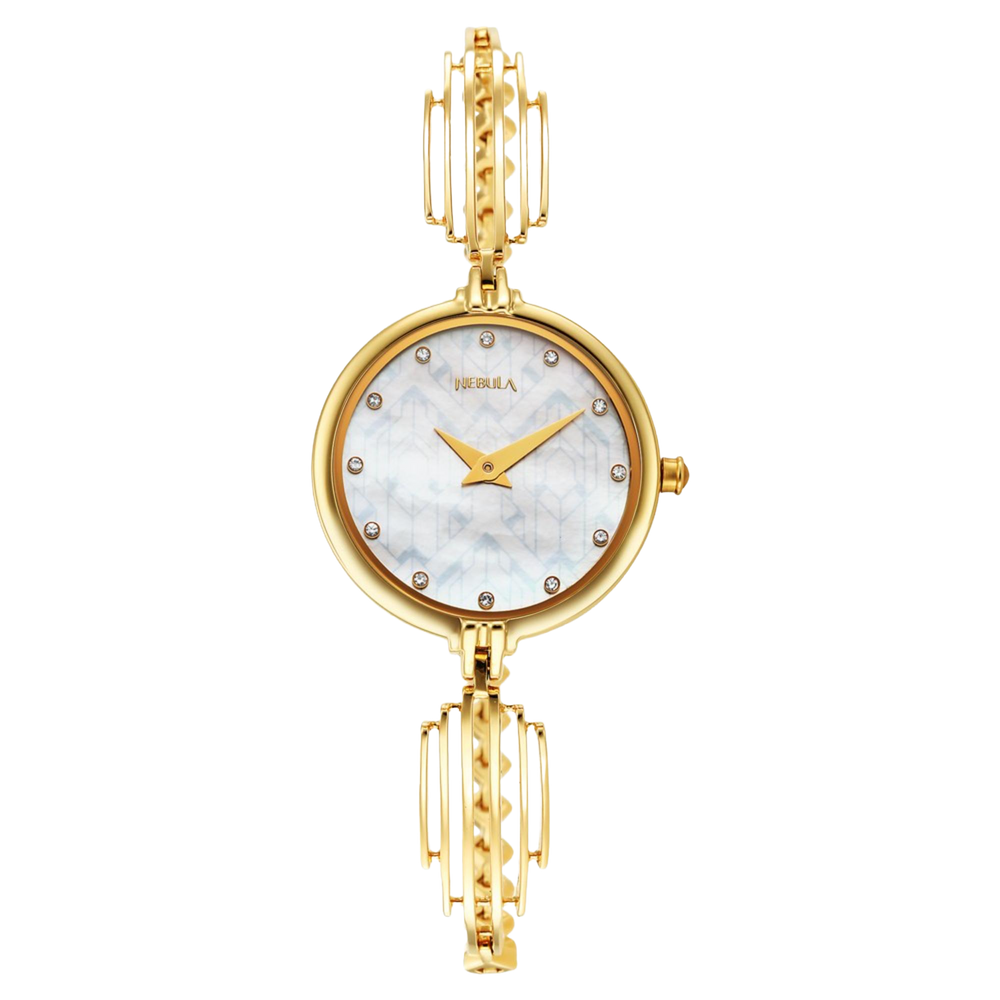 Titan Nebula 18k Gold Analog with Diamond Studded Indices Watch for Women