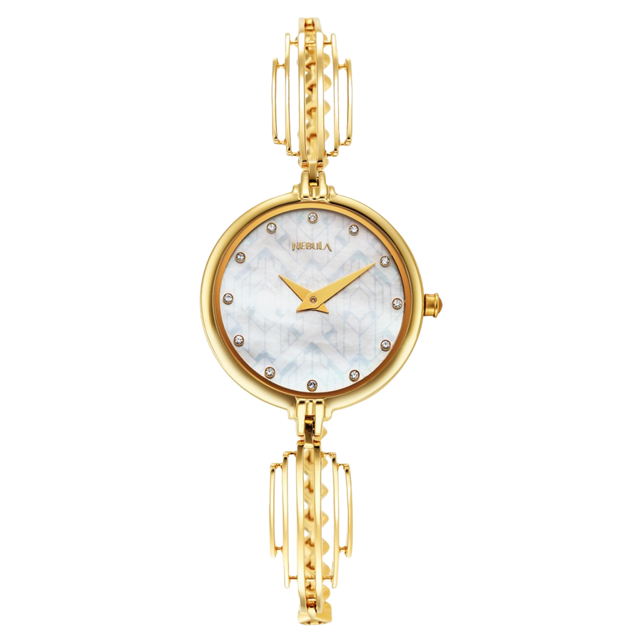 Titan Nebula 18k Gold Analog with Diamond Studded Indices Watch for Women