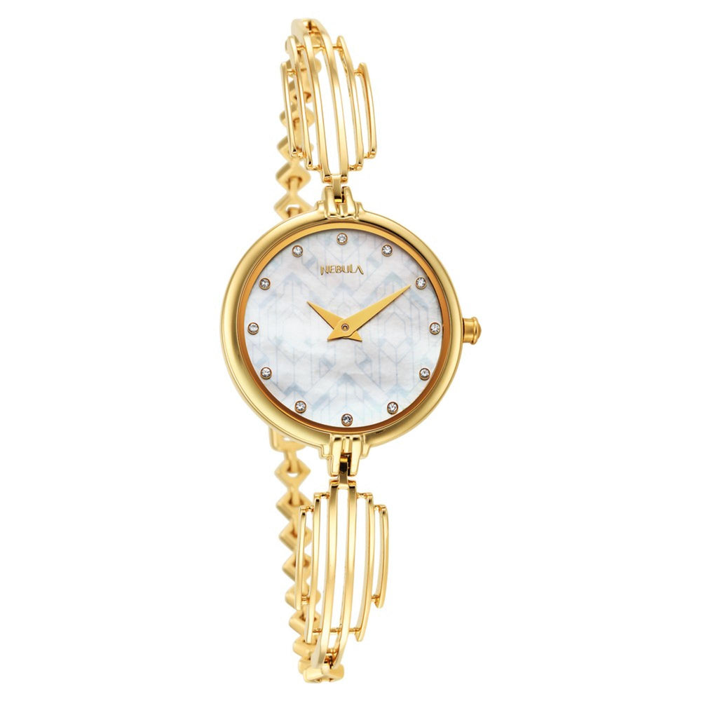 Titan Nebula 18k Gold Analog with Diamond Studded Indices Watch for Women