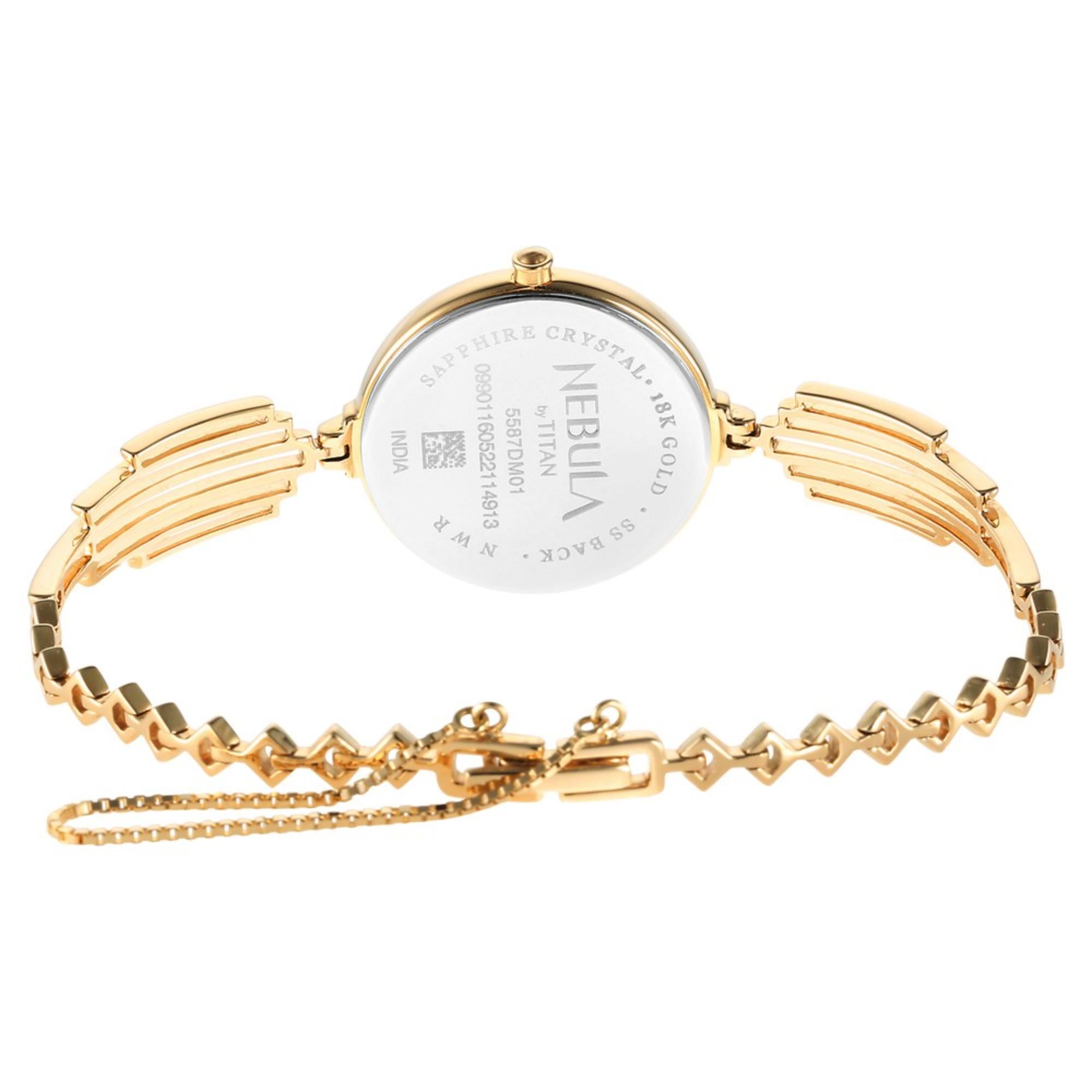 Titan Nebula 18k Gold Analog with Diamond Studded Indices Watch for Women