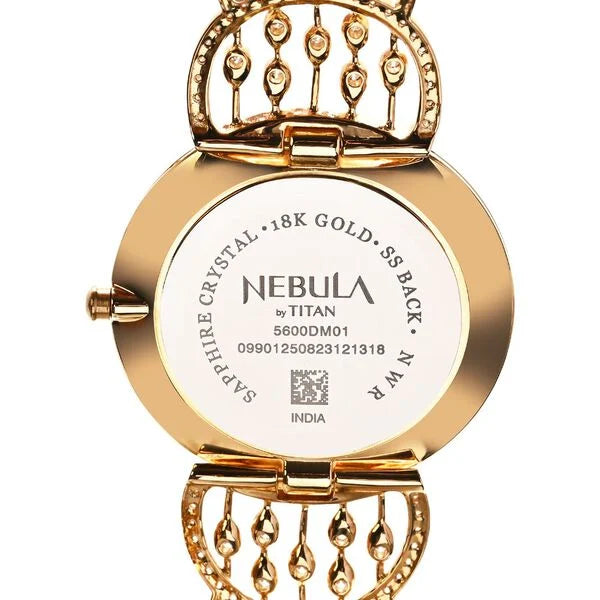 Titan Nebula 18K Gold Dial Diamond Studded Strap Analog Watch for Women