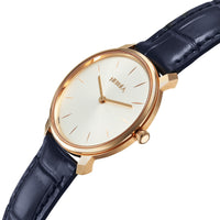 Titan Nebula 18K Gold Dial Blue Leather Strap Analog Watch For Women